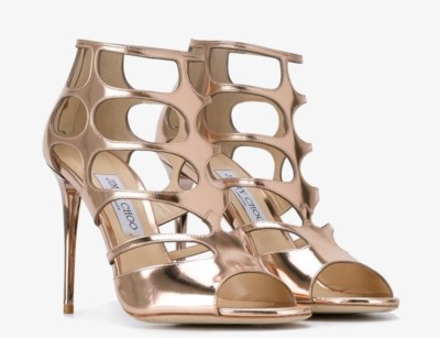 rose gold sandals and bag