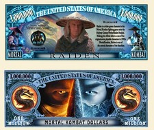 MORTAL KOMBAT RAIDEN MILLION DOLLAR BILL NOVELTY NOTE (2 Bills)