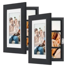 Quick-Change Photo Storage Display Frame Tabletop or Wall Display, Wood ,2 Pack