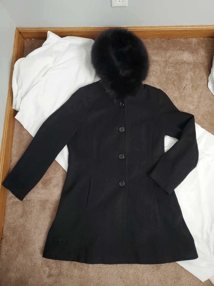 Forecaster Of Boston Platinum Wool Womens Faux Fur Lined Hood Black Size 12