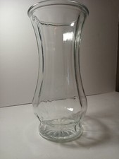 Vtg. Clear Glass Panel Pattern Flower Large Vase T9.75" x W4.75"