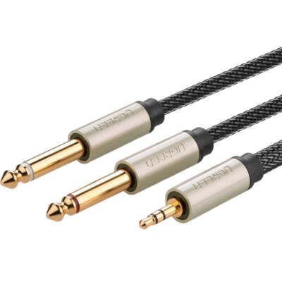 Audiokabel Mini-Jack 3.5mm auf 2x Jack 6.35mm 2m Ugreen Schwarz