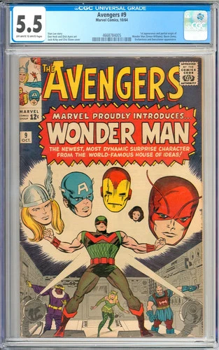 Avengers #9 1st App. Wonder Man Silver Age Vintage Marvel Comic 1964 CGC 5.5