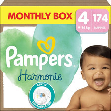 Harmonie Nappies Size 4, 174 Nappies, 9Kg-14Kg, Monthly Pack, Gentle Skin Protec 0.27 per nappy