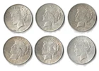 Lot Of 6 1922-1925 P Peace Silver Dollar 90% Silver 4.64 Troy Oz SW