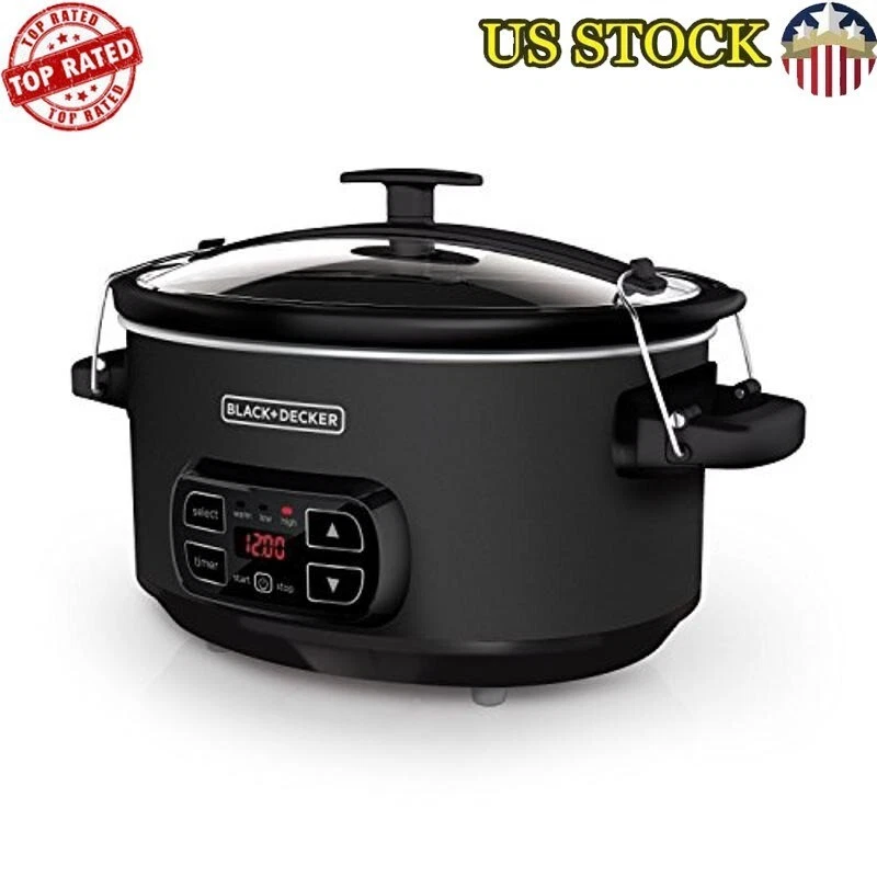 7-Qt Chalkboard Slow Cooker W/ Locking Lid 3 Heat Settings Removable Stoneware