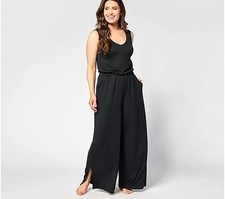 Bumblebella by Jill Martin Dreamy Jersey Jumpsuit Black Tall 1X A630333