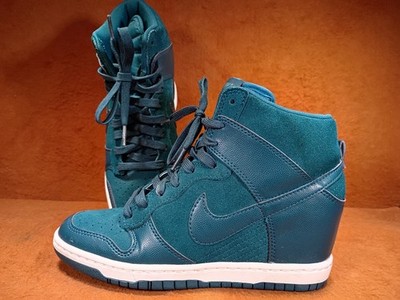 Nike Dunk Sky Hi Essential Wedge 2013 Sneakers Women Size 6.5 528899-300 Teal