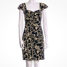 Marc by Marc Jacobs Normandy Mini Dress M Blue Tan Cotton Jersey Knit Cap Slv