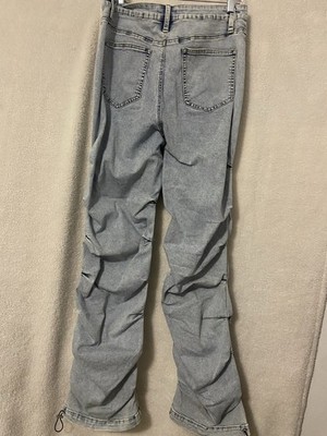 Fashion Nova Light Blue Straight Jeans Light Wash Stretch Denim 2-Pocket Women