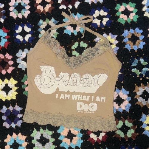 Vintage 2000s Dolce & Gabbana “I am what I am” limited edition tan halter