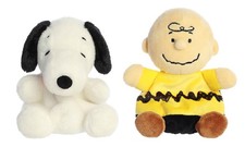 Aurora Peanuts Palm Pal Plush 5 inch Bundle, Snoopy and Charlie Brown