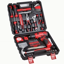 Tool Set - 8V Cordless Drill Set, 132 Piece Home Tool Set With Hand Drill, Tool