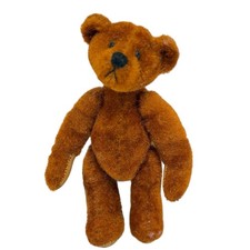 Vintage Little Gem Teddy Bear Miniature Fully Jointed Teddy Bear Signed 2.5
