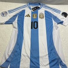 2024 Argentina Home Jersey #10 Messi XL Adidas Copa America Champions & Free Tee