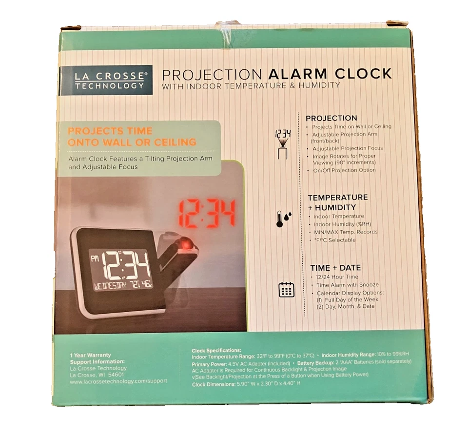 Reloj despertador de proyección con temperatura La Crosse Technology 616-1412 Foto 3 de 4