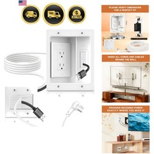 in Wall Cable Management Kit with Recessed Tv Outlet Box-Two-Hole Socket, 9ft...