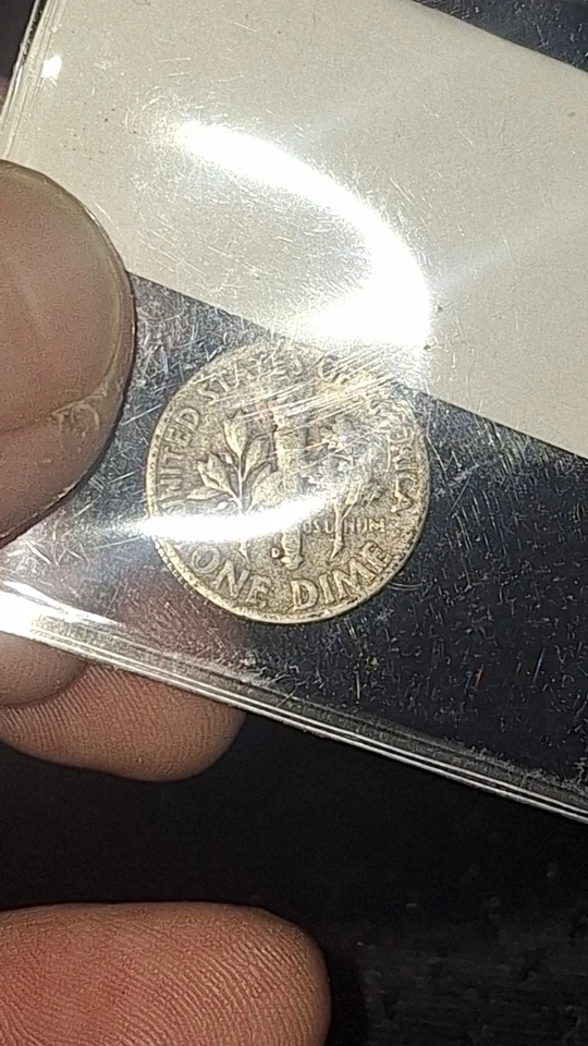 Moneda de diez centavos Roosevelt 1951 a prueba de plata con errores Foto 2 de 2