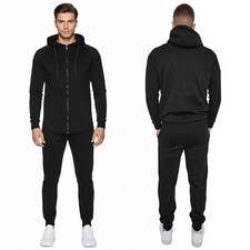 Mens 2Pcs Tracksuit set Zipper Hoodie Top & Gym Joggging Bottoms Warm Tracksuit