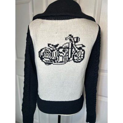 Harley-Davidson Womens Full Zip Colorblock Knit Sweater Black