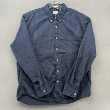 J.Crew Classic Fit Secret Wash Shirt Mens XL Blue Polka Dot Stretch Button Down