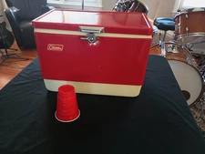 Vintage Coleman Metal Cooler Mini Red 18x11x13 Very Clean.