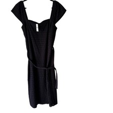 Ann Taylor Navy Eyelet Cotton Midi Dress Belted NWT Size 16 Cottage Preppy