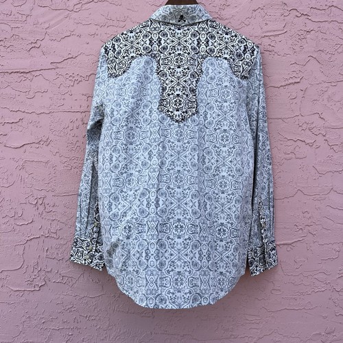 Rock Roll n Soul Button Up Shirt Inside Out Western All Over Print Pearl Snap - Picture 4 of 10