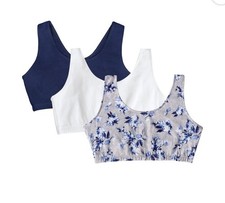 Fruit of the Loom Women's Tank Style Cotton Sports Bra, 3-Pack, Style-9012