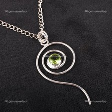 August Birth Peridot Stone 925 Sterling Silver Bezel Birthday Pendant Jewelry