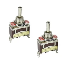 2x Momentary Metal Toggle Switch 3-Position Spring Return 12V DC / AC 125V/250V