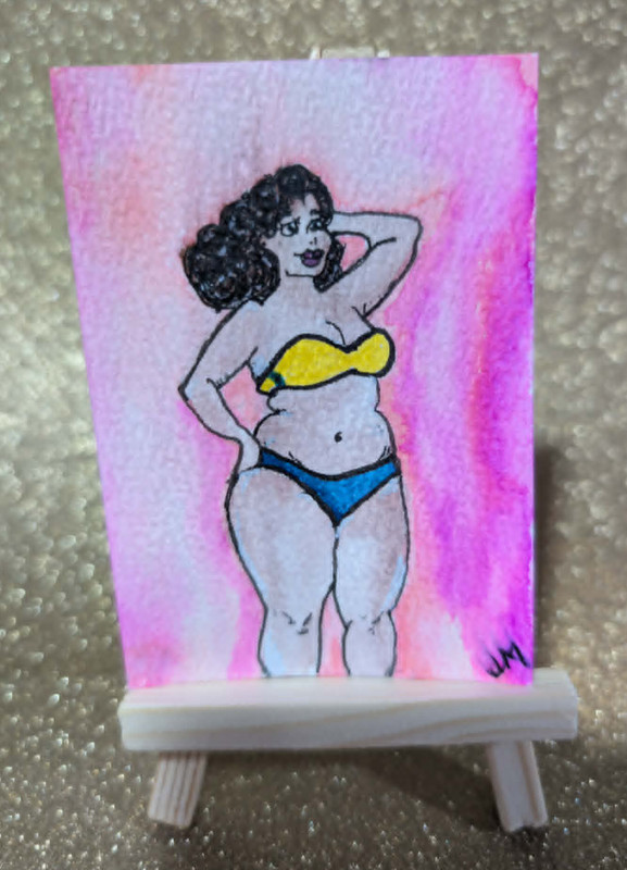 ACEO Original Artist Trading Card 2.5 x 3.5 inches-Big Beautiful Beauties -Betty