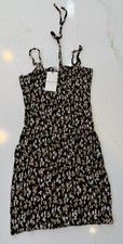 PROMESA Floral Strappy Sundress S Women Short Black with floral Sleeveless C1#81
