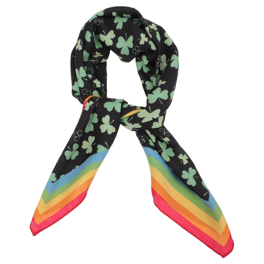 Clover Scarf for Women St Patrick's Day Silk Hair Accessory