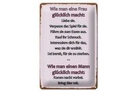Schild Blech 20X30Cm - Made In Germany - Spruch Wie Man Frau GlüCklich Macht Met