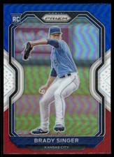 2021 Panini Prizm #114 Brady Singer Red/White/Blue Prizm Kansas City Royals