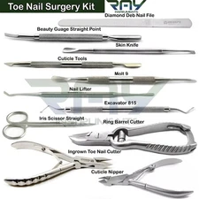 11 Pcs Chiropody Podiatry Ingrown Toe Nail Surgery Kit Manicure Pedicure Tools