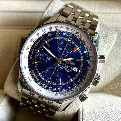 Breitling Navitimer World GMT Blue Dial 46mm Steel A24322 Box