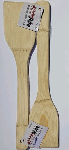 HomeRite 12 Ins Bamboo Spatula Natural Color KC-1095, 2 Pack