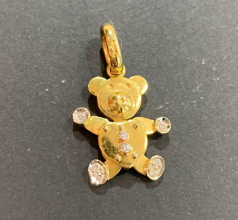 Pingente Berloque de Urso de Pelúcia Pomellato Orsetto Ouro Amarelo 18k Diamante Animal Superior - Imagem 2 de 4