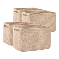  4 Pack Storage Baskets for Organizing, Cube Storage Bins for Shelves, Brown