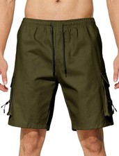 Men's Stretch Cargo Shorts with Drawstring Elastic Waist 5 Pockets Summer