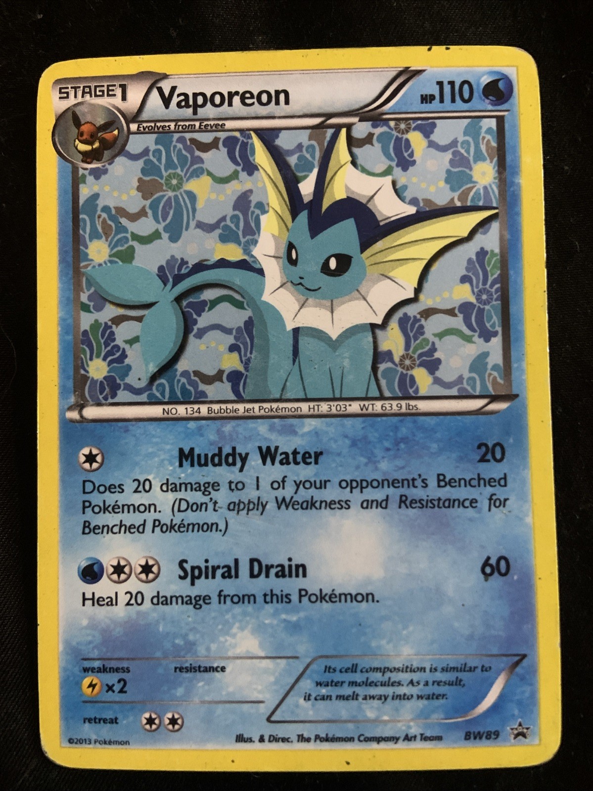 Pokémon TCG Vaporeon Black White BW89 Holo Promo hp Rare Card