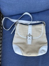 Vintage Coach Soho Signature Flap Shoulder Bag ivory creme y2k
