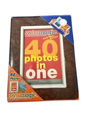 SWISS MAGIC Photo Album and Frame, 40 4x6" Photos, Brown, NEW NIP