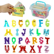 Alphabet Letters Learning Suction Toys: ABC Silicone Toys, Airplane/Windows/C...