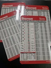 Pocket Starrett Metric and Decimal Equivalents Chart Machinist F1/E6