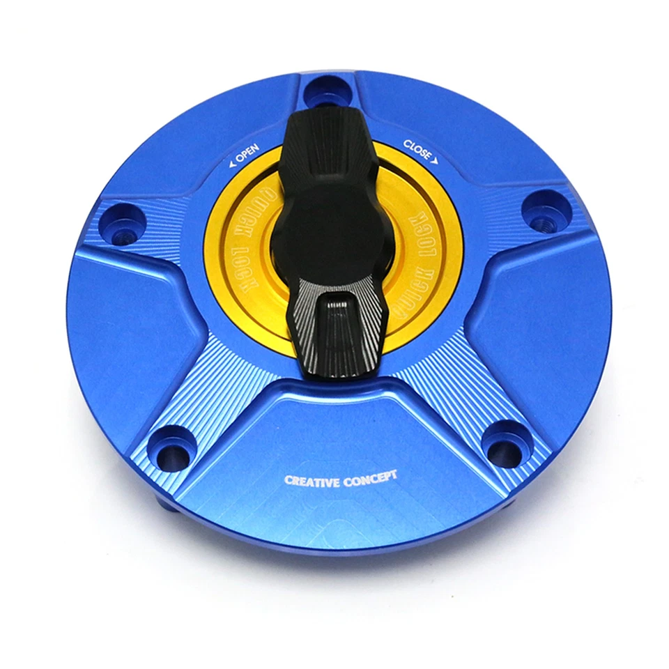 Tapa de gasolina sin llave CNC FCR 1/4 azul para Ducati Desmosedici RR todo el año Foto 3 de 4