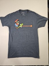 VINTAGE Nintendo Super Mario World Yoshi Pixel Art T-Shirt Grey Heather Men's M