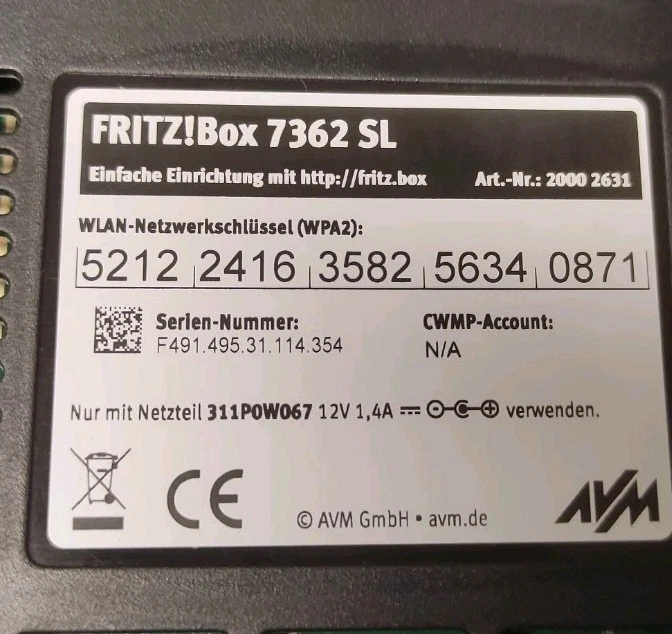 AVM FRITZ!Box 7362 WLAN ADSL/VDSL Modem-Router mit Netzteil - Bild 2 von 2